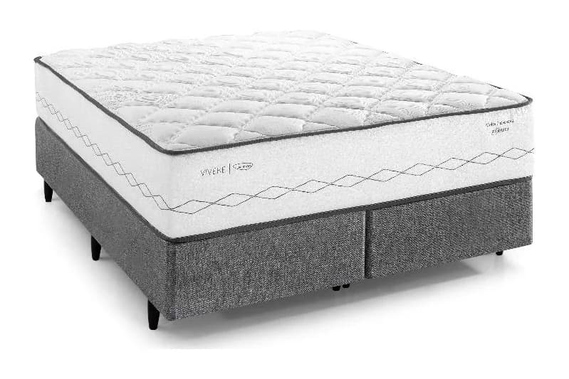 Conjunto Herval Vivere C1721 com colchão branco e box cinza