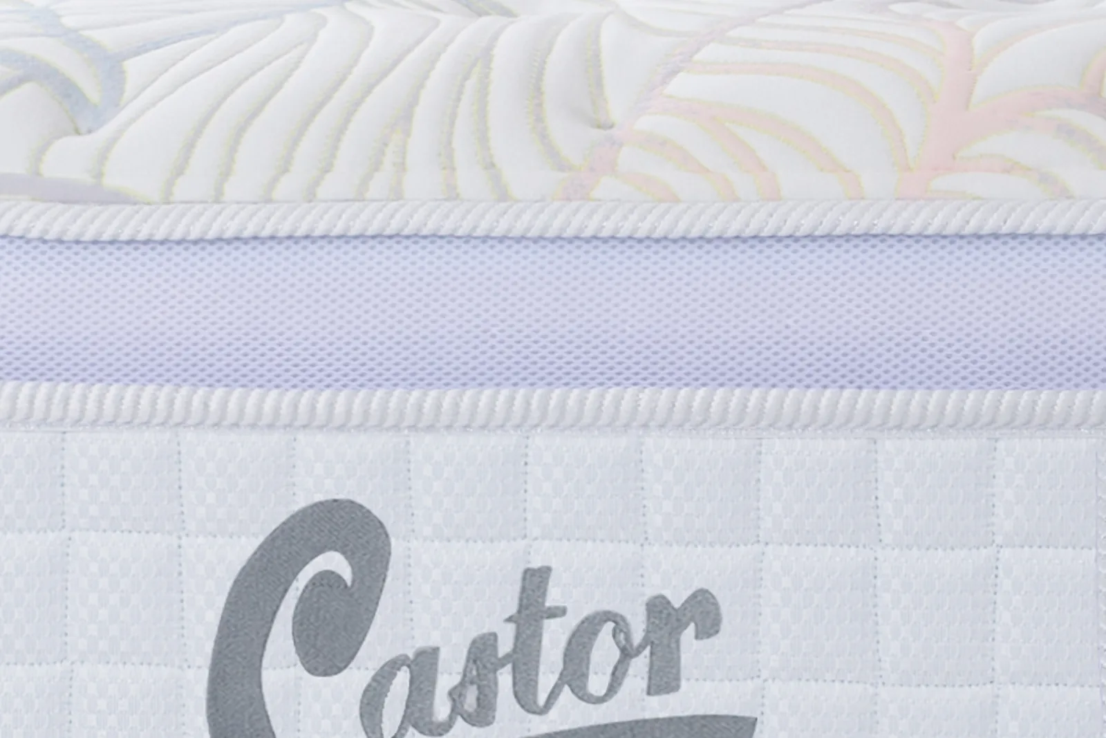 Detalhe do pillow top e da lateral em malha 3D do Vitagel