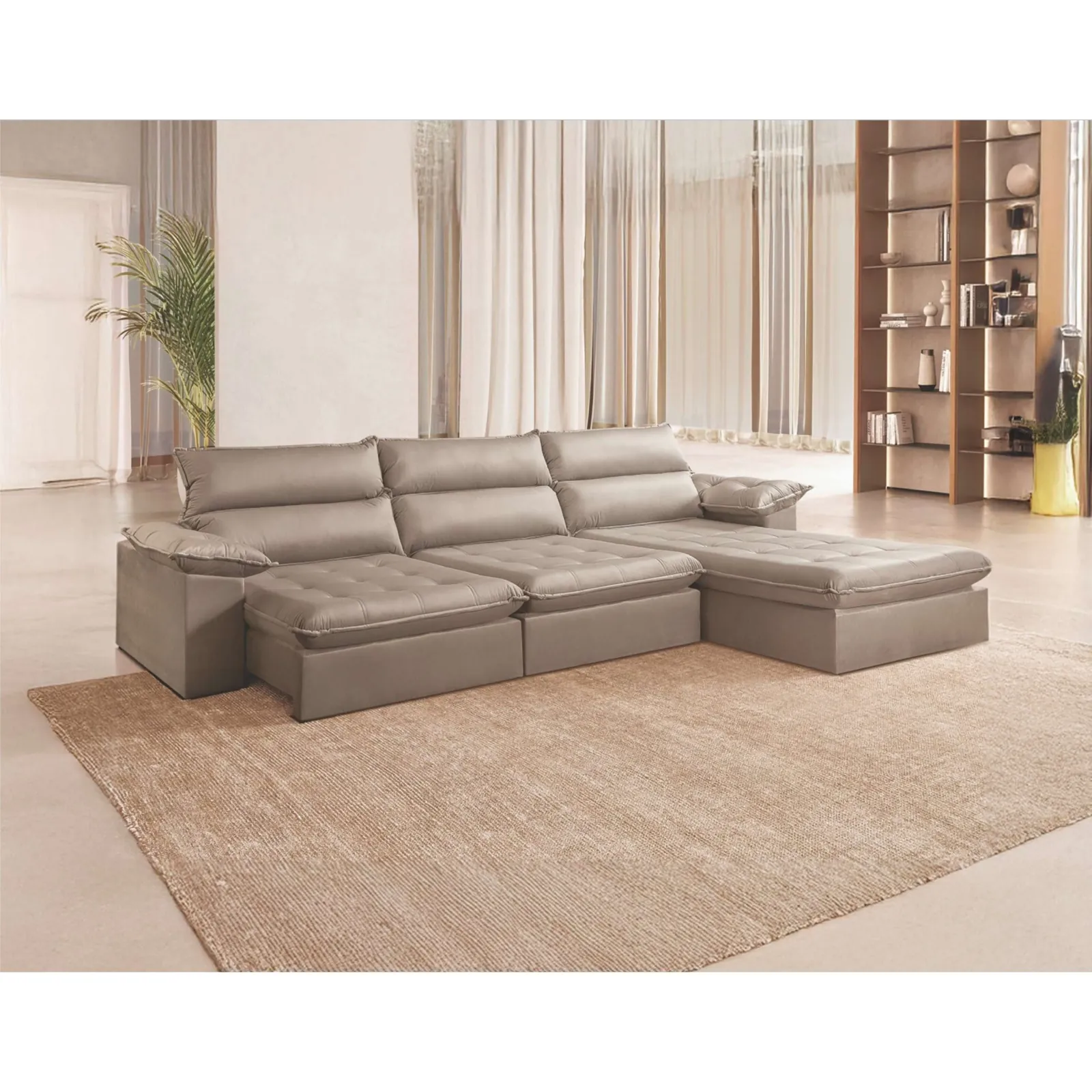 Sofá Retrátil e Reclinável com Chaise Cepilho