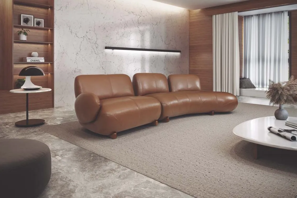 Sofá Modular Curvo de Couro Chipre