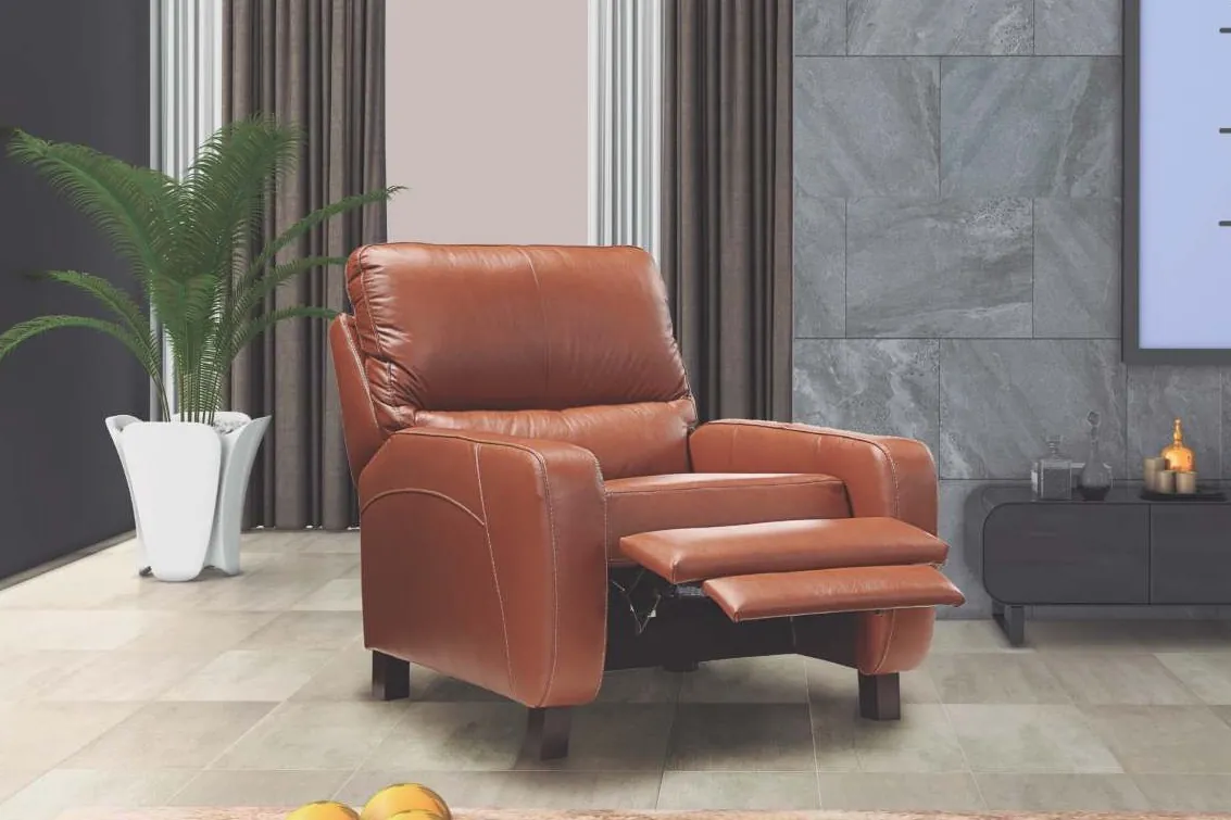 Poltrona Reclinável de Couro Cravo